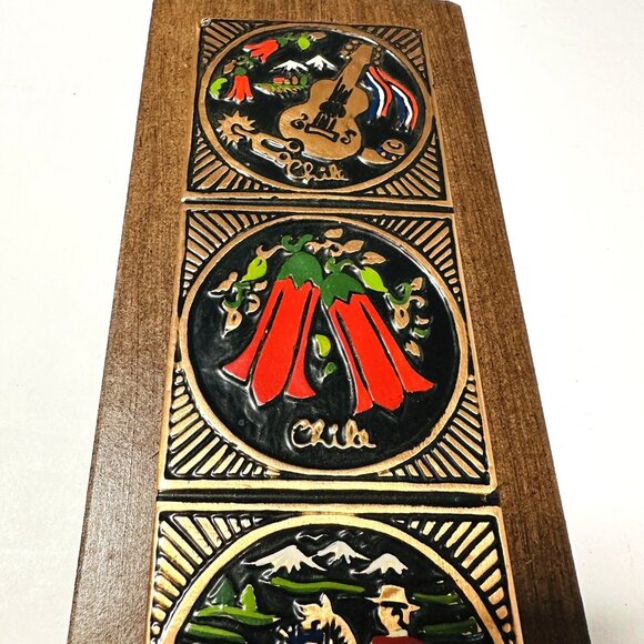 Chile Hammered Copper Wall Plaque Guitar Spur Horse Cow Decor 10 1/2x4 1/4 inch - Picture 3 of 11